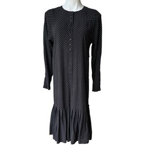 Vintage 90’s Joan Martin Long Sleeve Shift Dress, Black/White Polka Dot